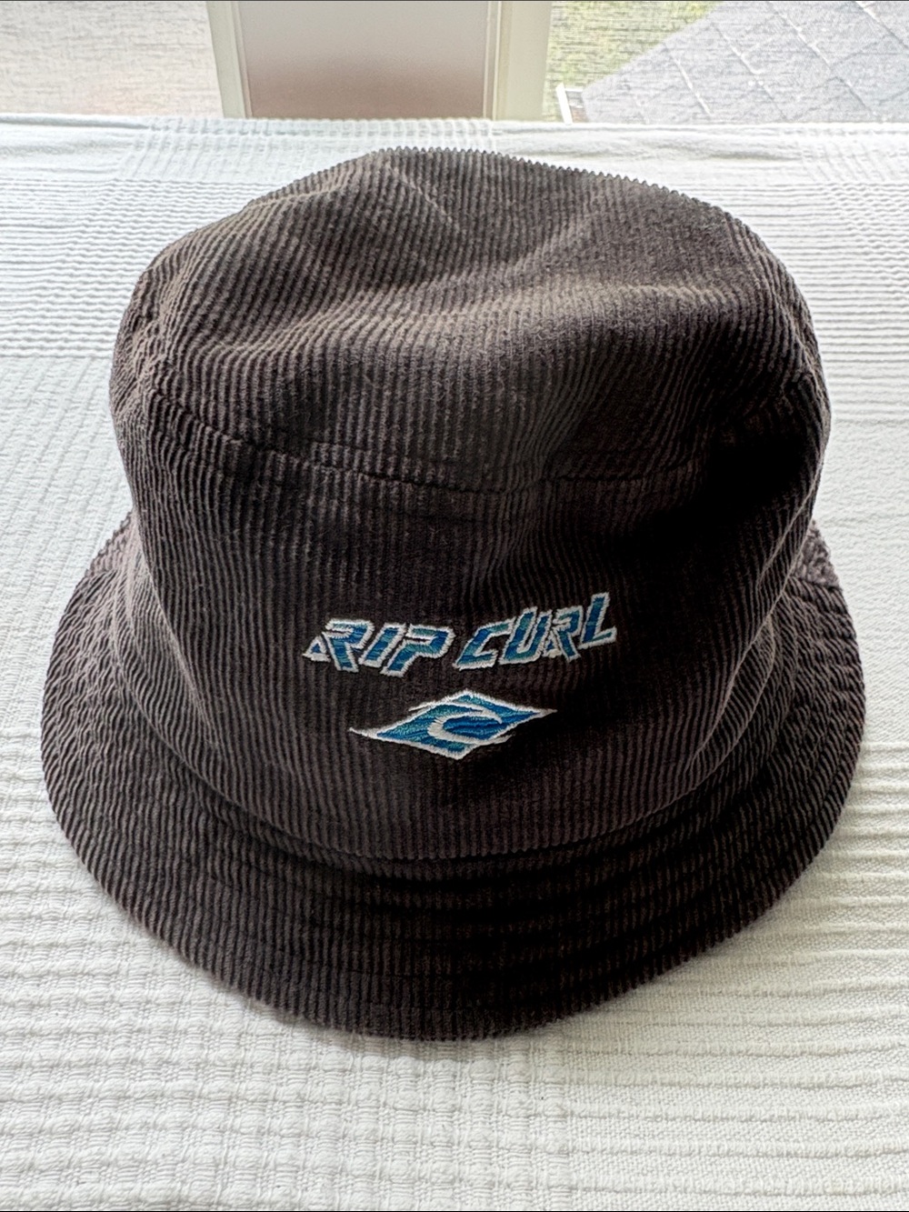 Rip Curl Brown Corduroy Bucket Hat with Blue Embroidered Logo